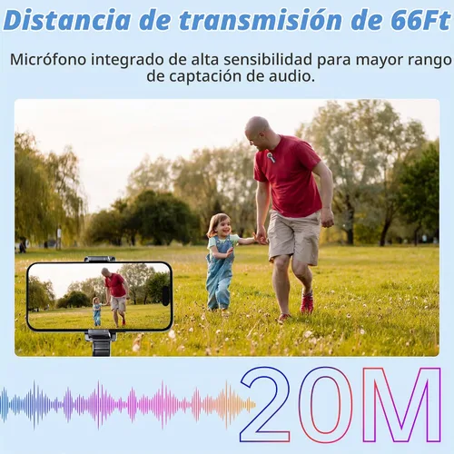 Vista 4 de Micrófono Lavalier inalámbrico para iPhone, mini micrófono con pantalla LED, Plug and Play, reducción de ruido, micrófono de teléfono para grabación