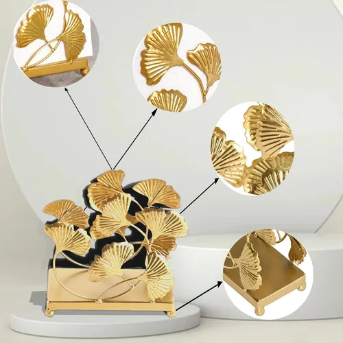 Vista 4 de Servilletero de metal moderno, servilleta de papel dorado para baño, cocina