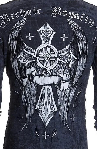 Vista 6 de Archaic by Affliction - Camisa térmica para hombre, cuenta regresiva, Negro