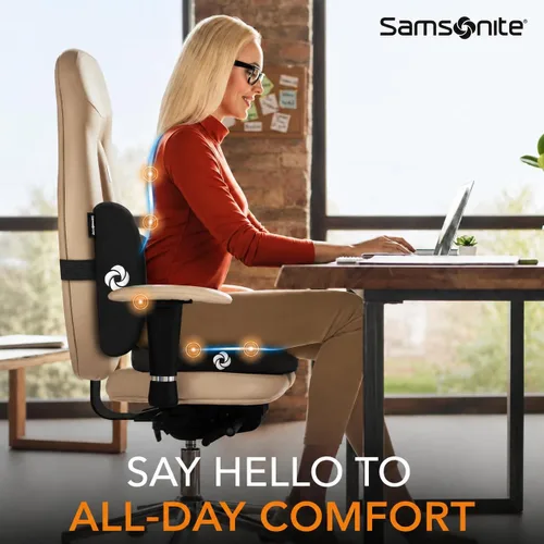 Vista 2 de Samsonite - Cojín ergonómico 2 en 1 y cojín de apoyo lumbar, silla de oficina de espuma viscoelástica para apoyo de espalda y almohada de asiento