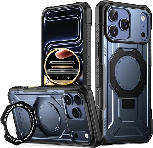 Vista 10 de Funda Poetic Spartan con soporte de anillo para iPhone 17, [Botón de control de cámara][Compatible con Magsafe], funda protectora de cuerpo