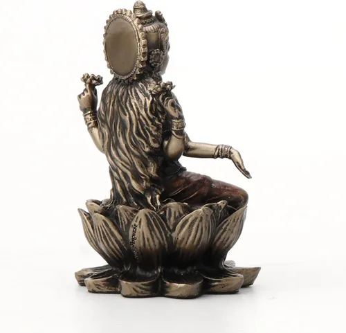 Vista 5 de Veronese Design 3 3/8" Lakshmi sentado en Lotus espiritual resina estatua pintado acabado de bronce