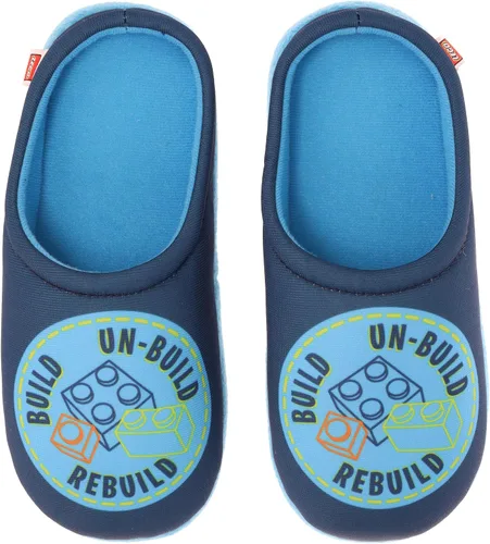 Vista 5 de LEGO Bata de pijama para niños, conjunto de bata y pantuflas, estampado azul marino, talla 45 a 1012