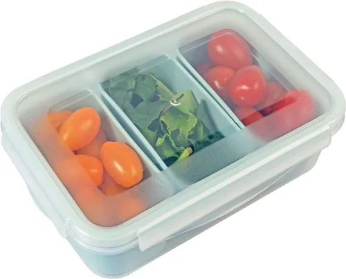 Vista 15 de Recipiente para alimentos con 2 compartimentos, color verde, 2 tazas (16.2 fl oz) Recipientes para aperitivos, compartimentos extraíbles, tapas