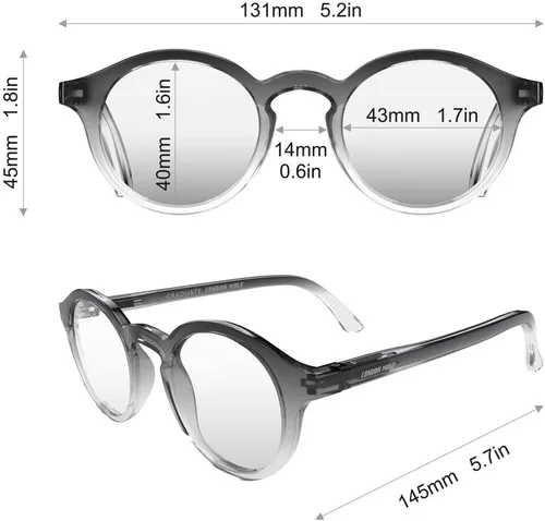 Vista 6 de LONDON MOLE® Graduate reading glasses Cool round panto shaped readers Men’s Women’s Unisex Spring hinges