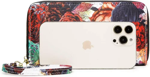 Vista 86 de Cartera de mano para mujer, estilo bohemio, con RFID, elegante, espaciosa con correa para viajes, capacidad para tarjetas, teléfono, dinero