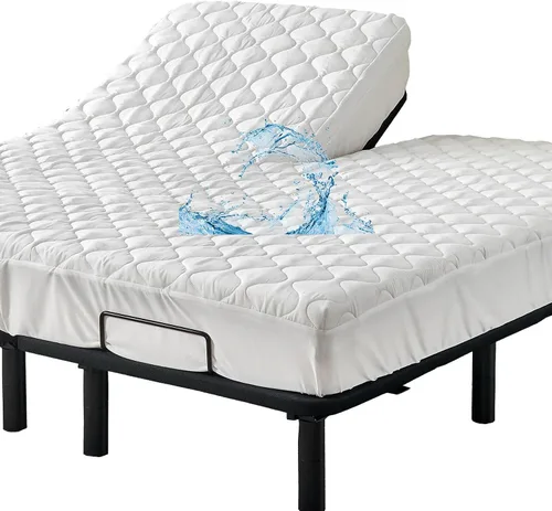 Vista 11 de Protector de colchón acolchado impermeable tamaño individual para colchón de aire, suave y silencioso, con bolsillo elástico, color blanco