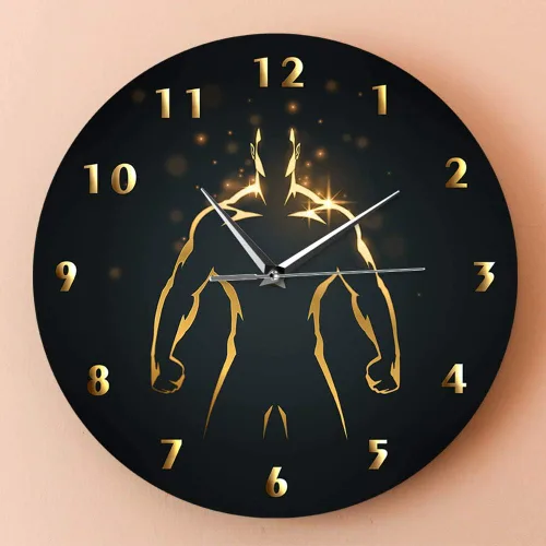 Vista 4 de The Geeky Days Reloj de tiempo de entrenamiento de fuerza, arte deportivo, gimnasio, sin tictac, reloj de pared para fitness, culturismo