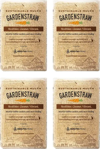 Vista 9 de Caja de mantillo GardenStraw de HealthiStraw, 2 pies cúbicos (10 lb) – Paja de trigo 100% natural y sostenible para jardines, siembra de césped