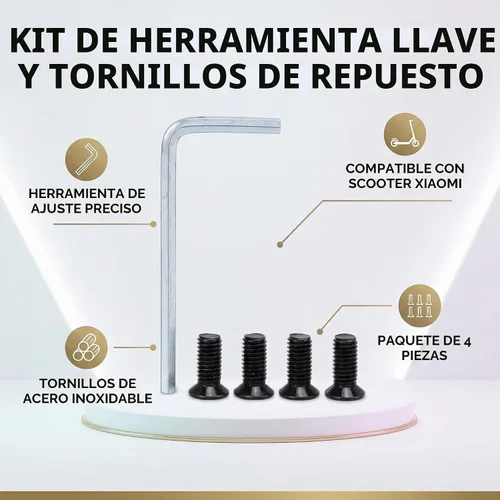 Vista 2 de VBESTLIFE E-Scooter Kit de herramientas de llave hexagonal, 4 piezas de tornillos de tubo de horquilla delantera para manillar E-Scooter con llave