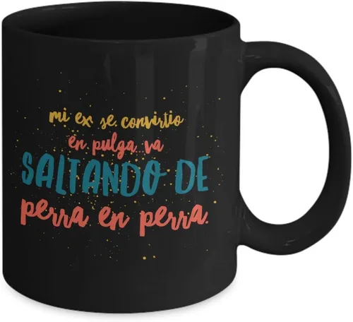 Vista 2 de Taza de Café Saltando Vaso, taza café divertidas, tazas personalizadas, taza de café inspiradoras, taza con mensajes positivos.