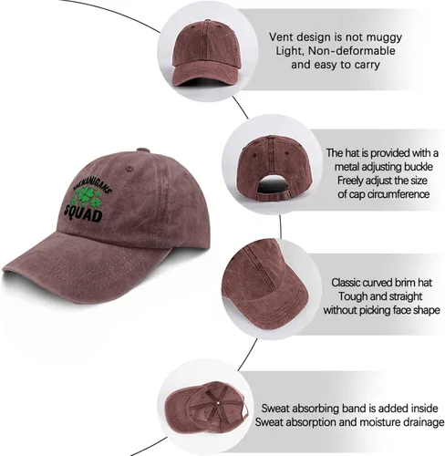 Vista 6 de Mens Hat Ash-Wednesday Low Profile Hats for Men Hats Light Weight shenaniganss Squad Sun Visor Hat