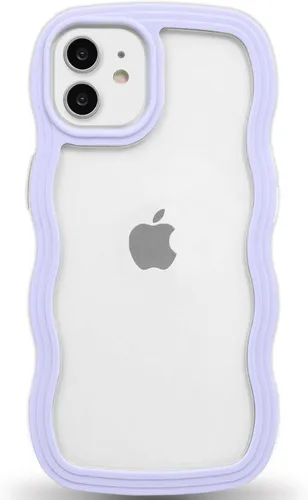 Vista 74 de Anuck Funda para iPhone 13 Pro con borde ondulado, diseño trasero transparente, agarre antideslizante, forma de marco rizado ondulado, a prueba