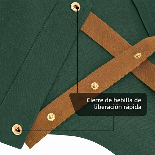 Vista 2 de 3Pack Chef Apron, Waterproof Apron, Adjustable Apron with 2 Pockets for Men Women, Apron for Cooking Baking Restaurant Verde