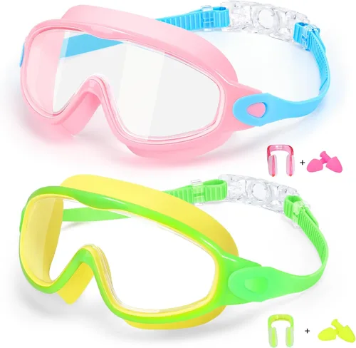 Vista 9 de EverSport Paquete de 2 gafas de natación para niños, gafas de natación antivaho para niñas y niños de 3 a 15 años