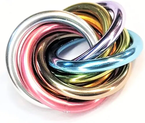 Vista 15 de Bola Fidget Möbii (MultiColor): Herramienta de juguete silenciosa para aliviar el estrés, ansiedad y estimular el ADHD para el hogar, viajes Cromo