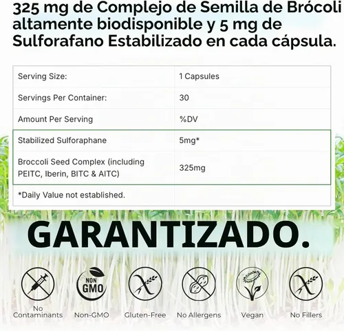 Vista 2 de Mara Labs BrocElite Plus Sulforafano de brócoli estabilizado 30