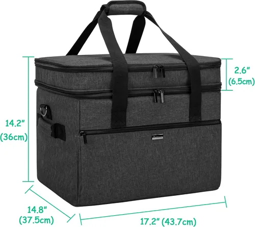 Vista 6 de YARWO Bolsa de viaje grande para olla de cocción lenta compatible con Crock-Pot/Hamilton Beach de 8 a 10 cuartos de galón, doble capa