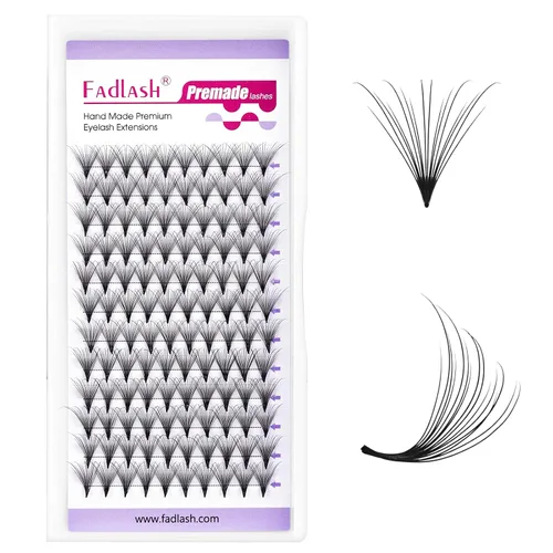 Vista 64 de FADLASH Extensiones de pestañas postizas en abanico con base puntiaguda 10D, extensiones de pestañas postizas de tallo medio, extensiones