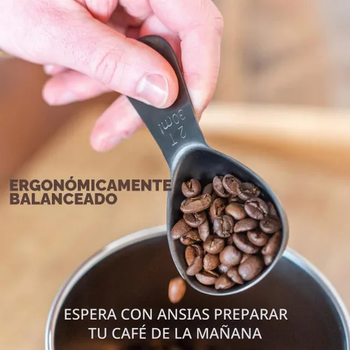 Vista 3 de Cuchara de café de 2 cucharadas – Negro cepillado – Acero inoxidable – Cuchara de medición precisa para café, té y más – Mango ergonómico