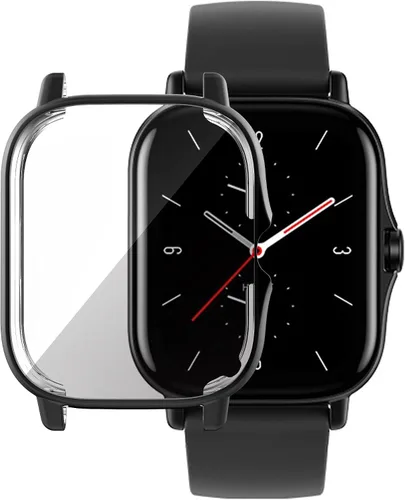 Vista 2 de Yrzper Compatible con Amazfit GTS 2 Smartwatch Case Plated Ultra-ThinTPU 360° Protector de pantalla de cuerpo entero Protector de pantalla de Negro