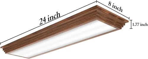 Vista 6 de FAITHSAIL - Lámpara LED de 2 pies con CCT seleccionable de 3000K/4000K/5000K, regulable, lámpara LED lineal de 2 pies con aspecto de madera, 30W