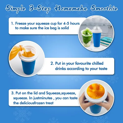 Vista 4 de Taza de Fabricante de Granizado, Juego de Tazas de Granizado DIY Mágicas de Apretar, Tazas de Apretar Portátiles para Jugos, Leche y Helados, Taza