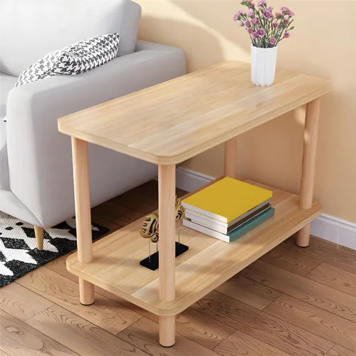 Vista 11 de Mesa auxiliar contemporánea de estilo redondo simple, mesa auxiliar de madera maciza, mesa auxiliar para espacios pequeños, mesitas de noche