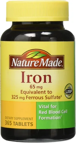 Vista 4 de Nature Made Hierro 65 mg, equivalente a 325 mg Sulfato – 300 tabletas, Total 1, 1