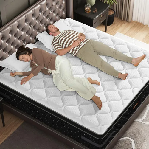 Vista 7 de Colchón firme de tamaño matrimonial de 12 pulgadas, colchón híbrido con soporte lumbar y hombro extra, cama de habitación de invitados en una caja