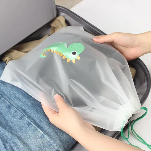Vista 5 de Bolsas de zapatos para viajes, organizador grande de almacenamiento de zapatos transparentes con cordón, bolsas de almacenamiento de viaje