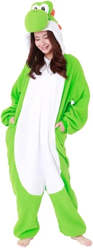 Vista 2 de SAZAC Kigurumi Super Mario Bros. Yoshi - Mono de disfraz de Halloween Verde