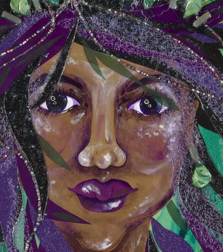 Vista 2 de Susan M. Epperly "Queen Nolani" Original Mixed Media Acrylic Painting 24" x 36" x 3" on Canvas