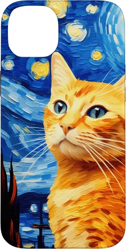 Vista 15 de Orange Tabby Cat Starry Night Vincent Van Gogh - Carcasa para iPhone 17