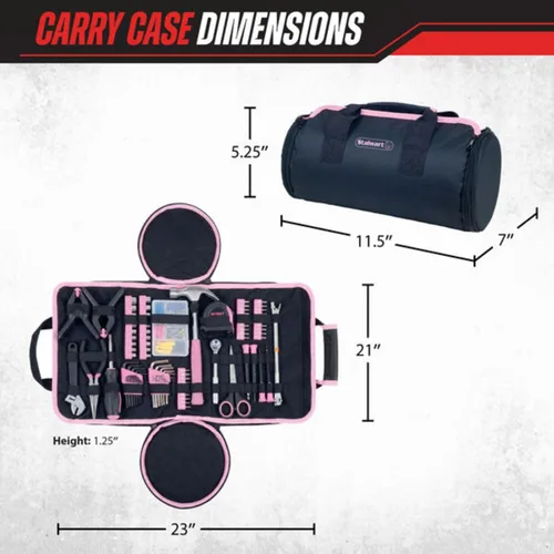 Vista 5 de Stalwart Kit de herramientas hogar Auto & Oficina En Roll Up en la bolsa 86 piezas por Pink