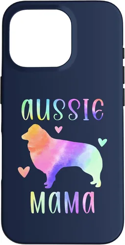 Vista 20 de iPhone 16 Aussie Mama Australian Shepherd Mom Rainbow Watercolor Case