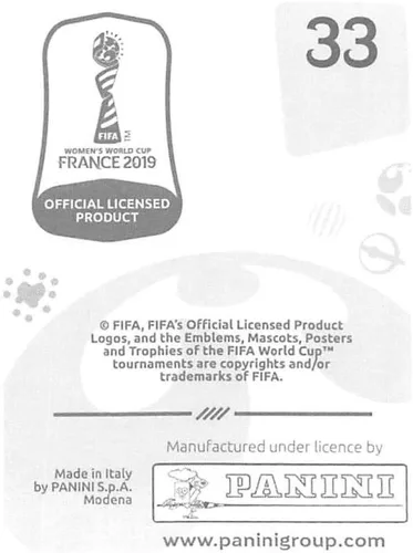 Vista 2 de Panini FIFA - Calcomanías para álbumes de la Copa Mundial Femenina de Francia 2019 (solo adhesivo individual) Fútbol #33 Elise Bussaglia Francia 2