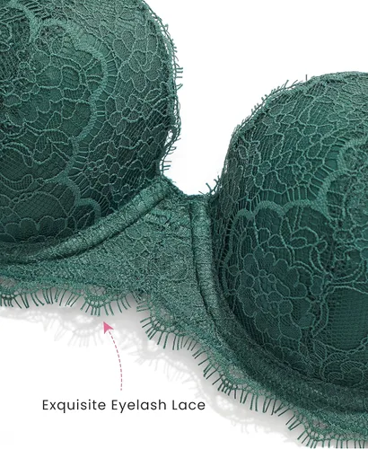Vista 5 de DOBREVA Women's Balconette Bra Lace Lightly Padded Demi Full Coverage Plus Size Bras Underwire Support