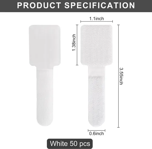 Vista 2 de Paquete de 50 bridas reutilizables autoadhesivas para organizar cables, correas ajustables de gancho y bucle para organizar cables de datos, cables