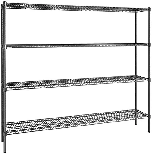 Vista 209 de Kit de 4 estantes de epoxi verde NSF de 21 x 72 pulgadas con postes de 86 pulgadas, estantería de almacenamiento resistente, kit de estantería