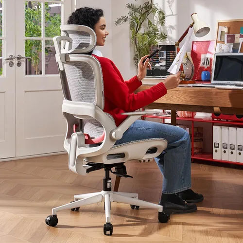 Vista 3 de SIHOO B100 Office Chair, Ergonomic Office Chair Without Footrest, Computer Chair with Wide Headrest & Adaptive Lumbar Support, Flip-up Armrests