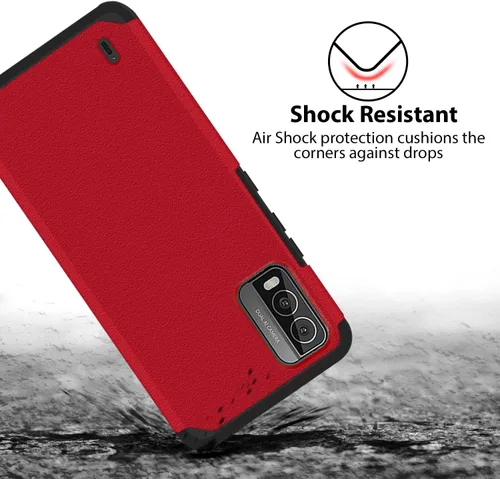Vista 3 de TJS Funda compatible con Nokia C210, con protector de pantalla de vidrio templado de doble capa, soporte magnético híbrido a prueba de golpes, funda