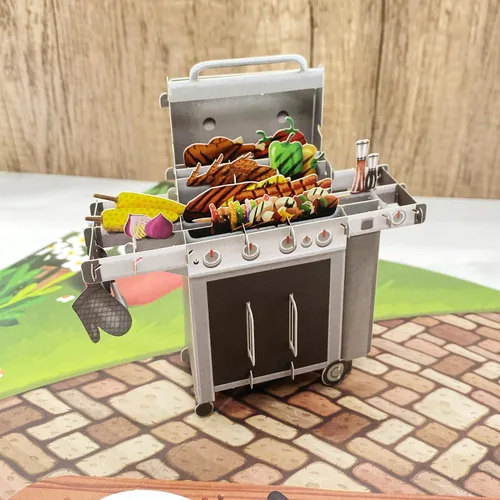 Vista 5 de Liif BBQ Grill - Tarjeta de felicitación 3D para el día del padre, tarjeta de cumpleaños para papá, hombres, marido, hermano, jefe, amistad