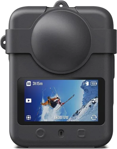 Vista 4 de Para accesorios DJI OSMO 360, funda de silicona + tapa de lente + funda protectora con cordón compatible con cámara de acción DJI OSMO 360