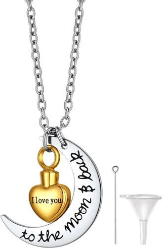 Vista 23 de Richsteel Collares de urna para cenizas para mujeres y hombres, collar con colgante de cremación para cenizas, joyería conmemorativa de acero