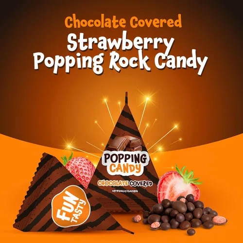 Vista 4 de Popping Candy, Chocolate Rocks, Rocas de caramelo con sabor a fresa