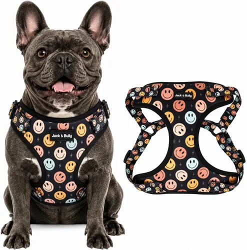 Vista 11 de Jack & Bully Arnés para perro, chaleco sin tirones, de neopreno ajustable, suave con malla transpirable, para todo tipo de clima, bulldog francés