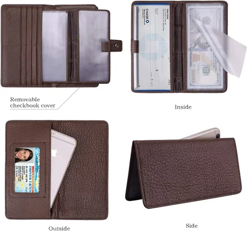 Vista 7 de Itslife Billetera para mujer, de gran capacidad, con bloqueo RFID, de cuero, para tarjetas de crédito, cartera con soporte para chequera