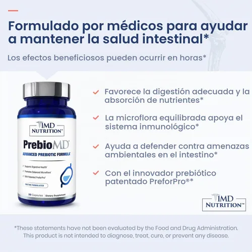 Vista 3 de 1MD Nutrition PreBioMD - Prebiótico con PreforPro® Apoya la digestión saludable y las bacterias beneficiosas