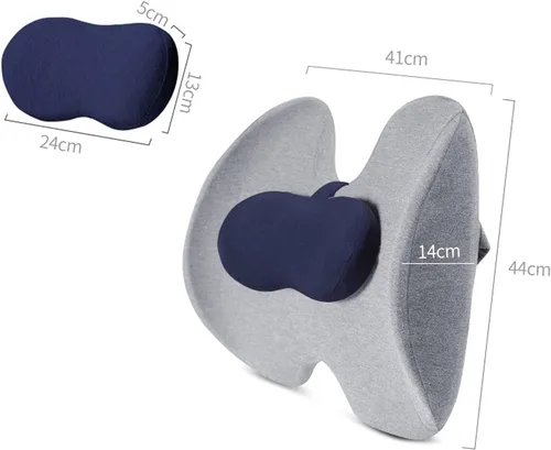 Vista 2 de Almohada de apoyo lumbar para silla de oficina, automóvil, almohada lumbar de espalda baja, cojín de espuma viscoelástica, cojín de respaldo